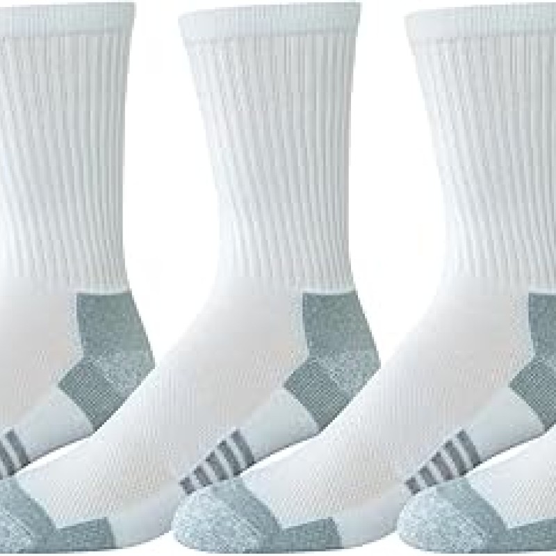 Men's Performance Cotton Cushioned Breathable Athletic Crew Sports Socks, 6 Pairs