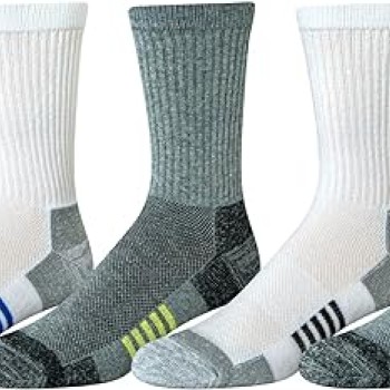 Men's Performance Cotton Cushioned Breathable Athletic Crew Sports Socks, 6 Pairs Men's Performance Cotton Cushioned Breathable Athletic Crew Sports Socks, 6 Pairs