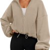 Womens Zip Up Hoodies Oversized Sweatshirts Long Sleeve Crop Sherpa Fall Outfits Fashion Clothes 2024