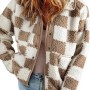 Women Causal Sherpa Fall Jacket Loose Button Down Plaid Winter Coats Women Causal Sherpa Fall Jacket Loose Button Down Plaid Winter Coats